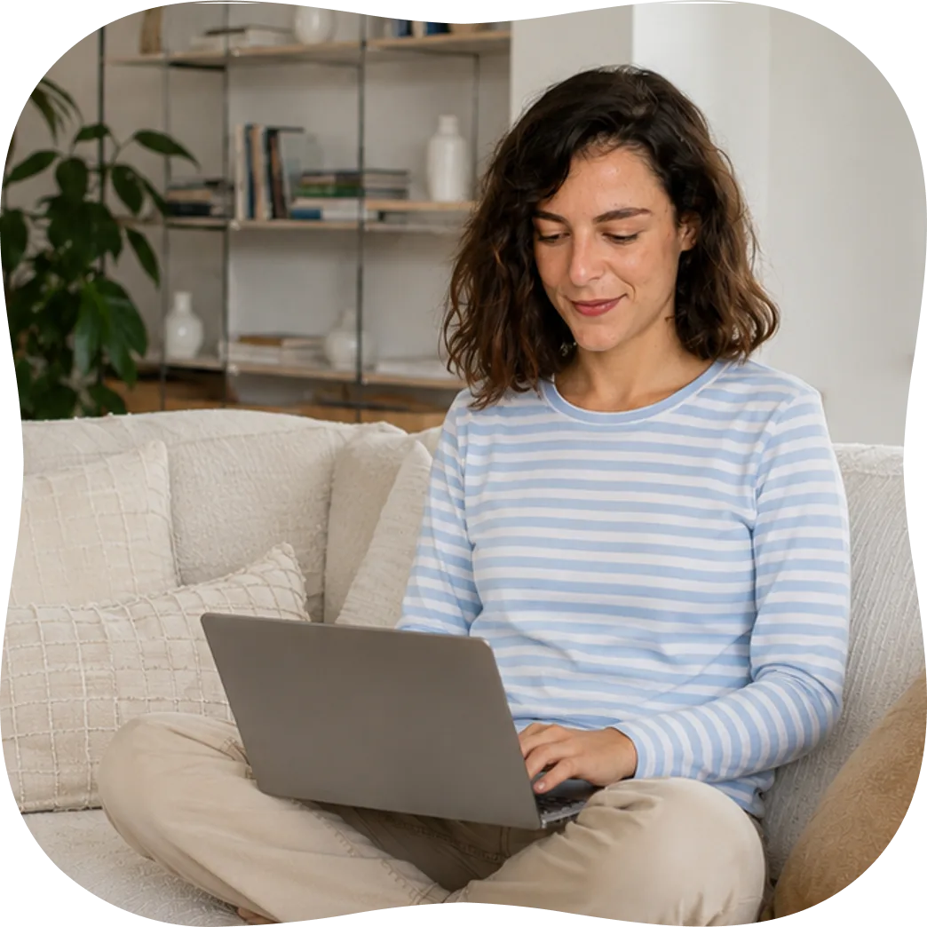 A patient attending an online asthma appointment from home