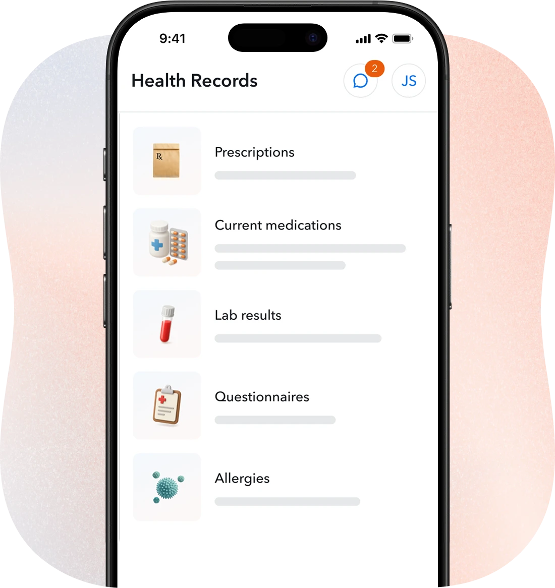 The Circle Medical app showing a patient's health records