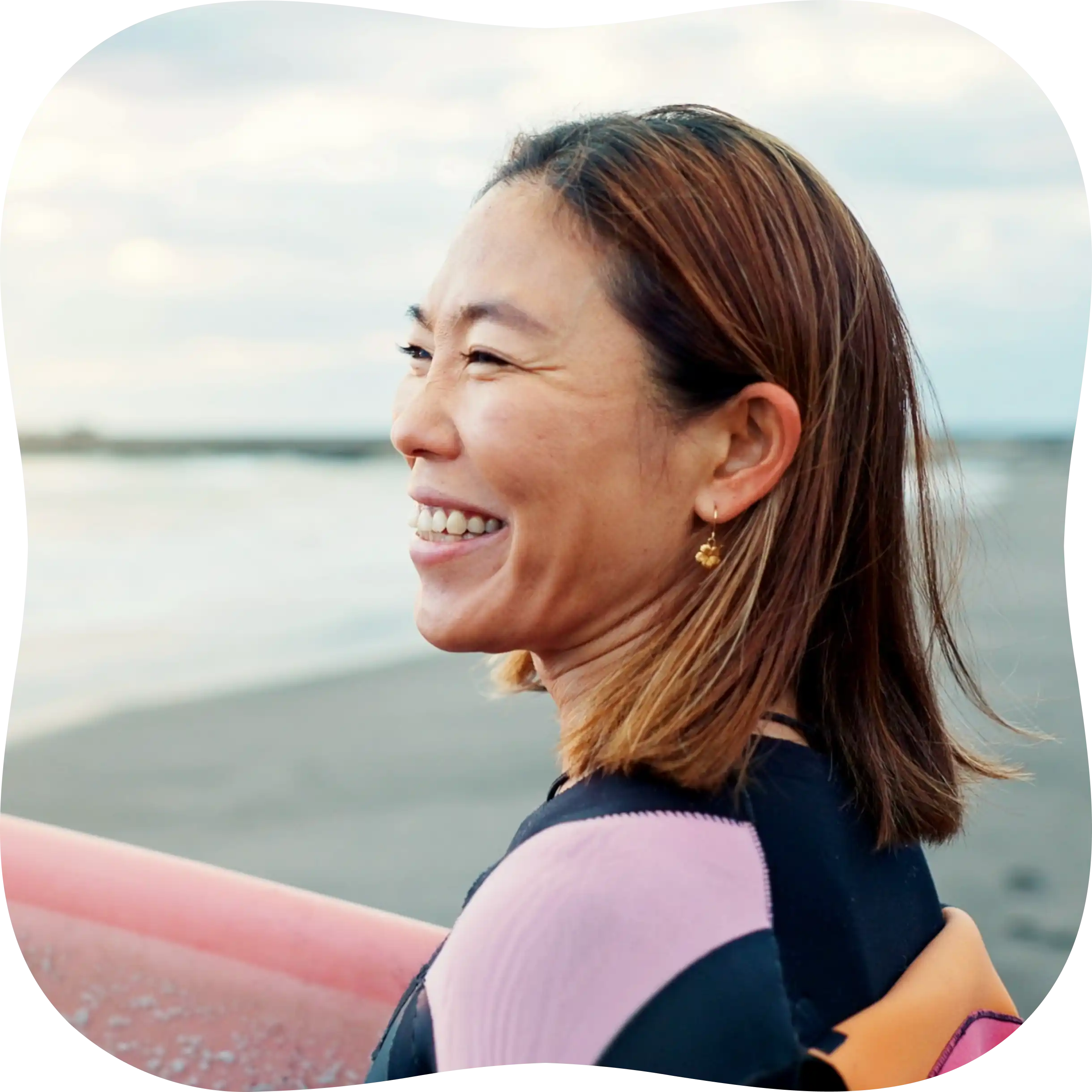 Patient smiling during a virtual hormone therapy consultation