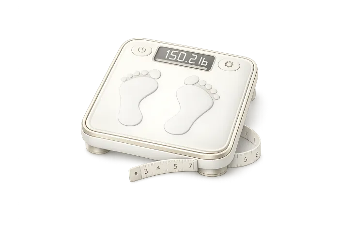 Bathroom scale representing weight care